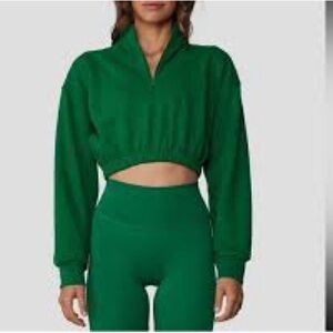 CSB Green Cropped Sweatshirt 1/2 Zip Size Large